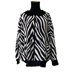 Jordana Vintage 80s Animal Print Jacket Reversible Bomber Zip Up Zebra Size XL